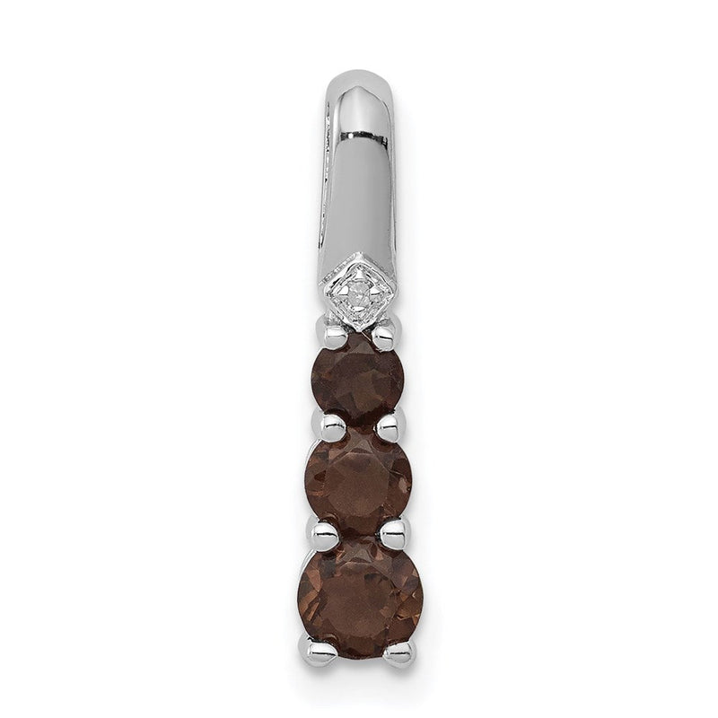 Anhänger aus rhodiniertem Sterlingsilber mit Rauchquarz und Diamant