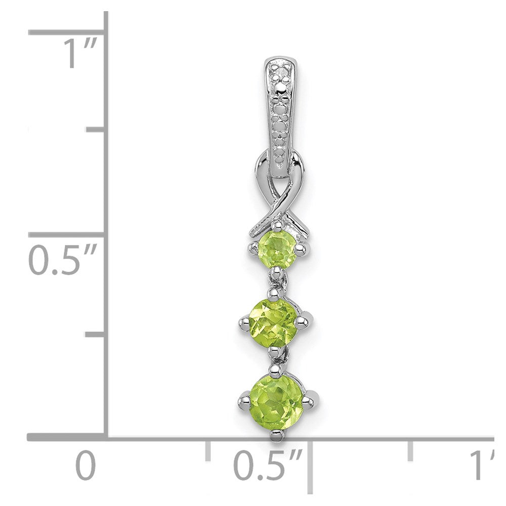 Rhodinierter Sterlingsilber-Anhänger mit Peridot und Diamant