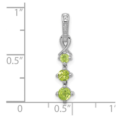 Rhodinierter Sterlingsilber-Anhänger mit Peridot und Diamant