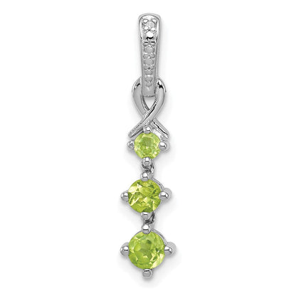 Rhodinierter Sterlingsilber-Anhänger mit Peridot und Diamant