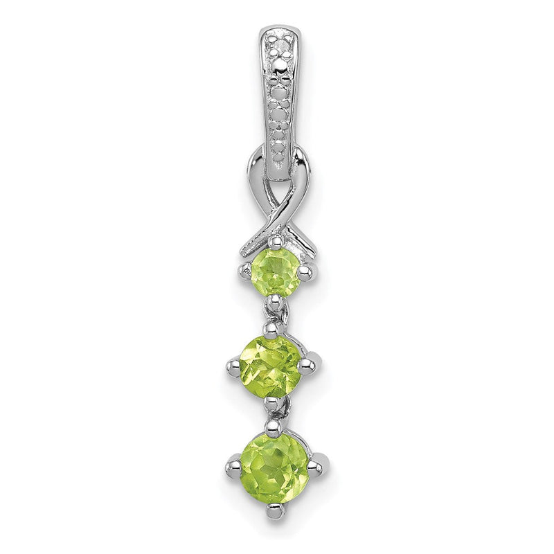 Rhodinierter Sterlingsilber-Anhänger mit Peridot und Diamant