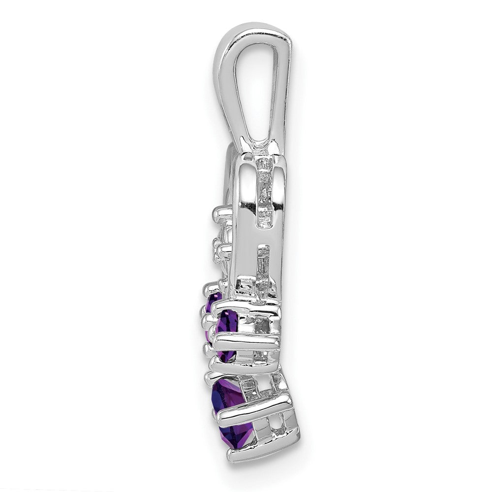 Anhänger aus rhodiniertem Sterlingsilber mit Amethyst und Diamant