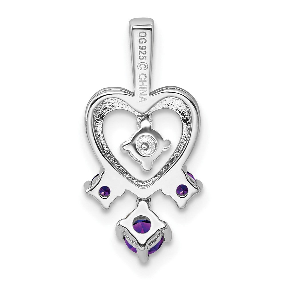 Anhänger aus rhodiniertem Sterlingsilber mit Amethyst und Diamant