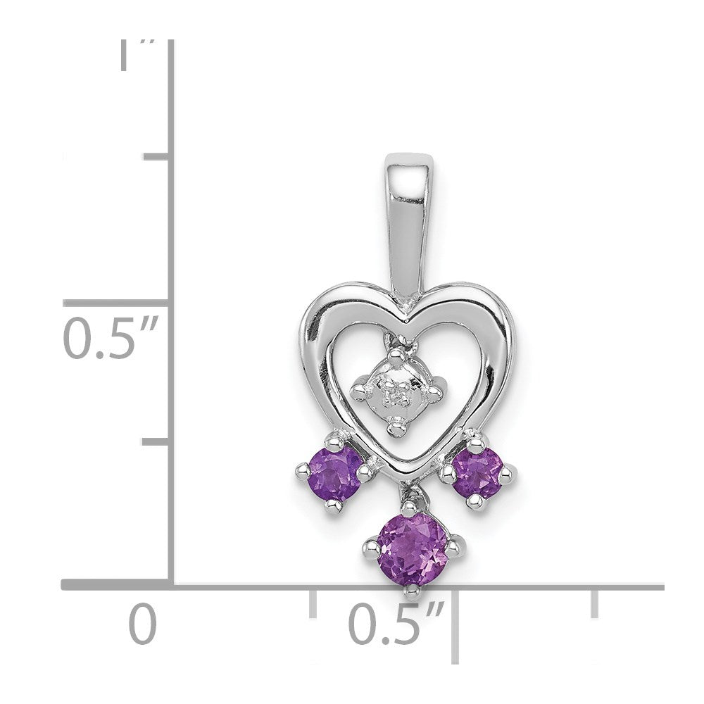 Anhänger aus rhodiniertem Sterlingsilber mit Amethyst und Diamant