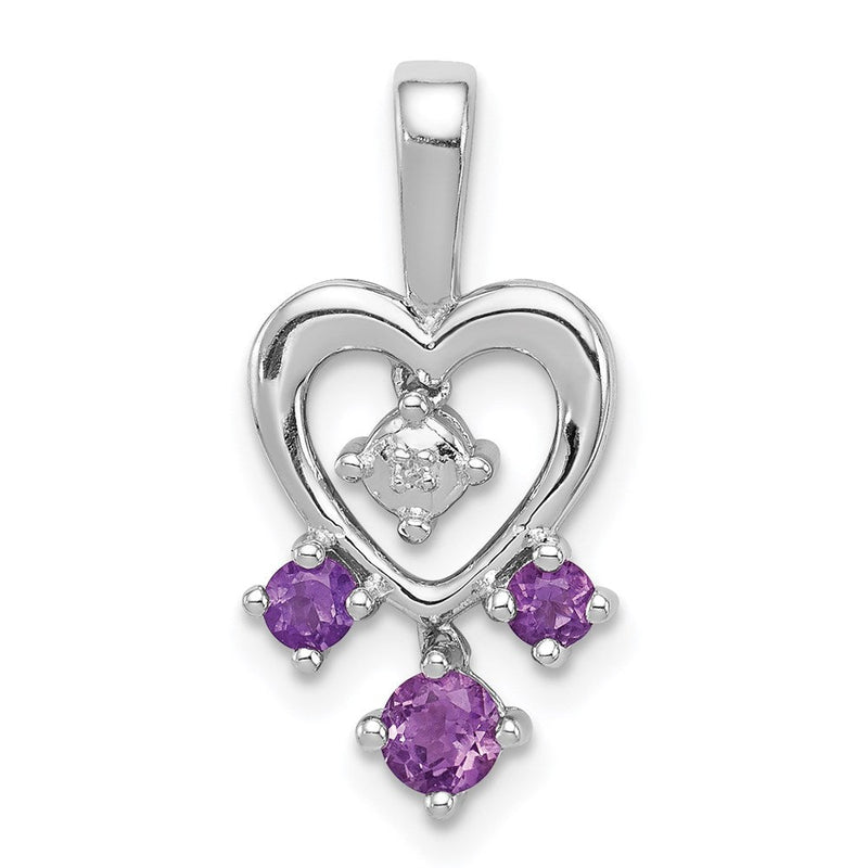 Anhänger aus rhodiniertem Sterlingsilber mit Amethyst und Diamant