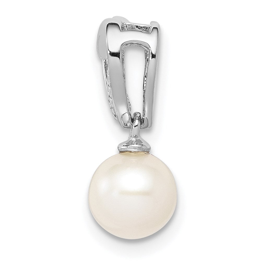 Rhodinierter Sterlingsilber-Anhänger mit Kette, Zuchtperlen und Diamanten