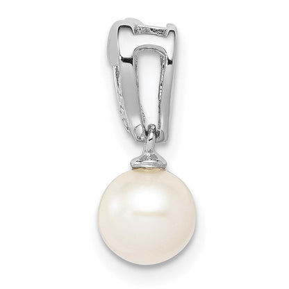 Rhodinierter Sterlingsilber-Anhänger mit Kette, Zuchtperlen und Diamanten