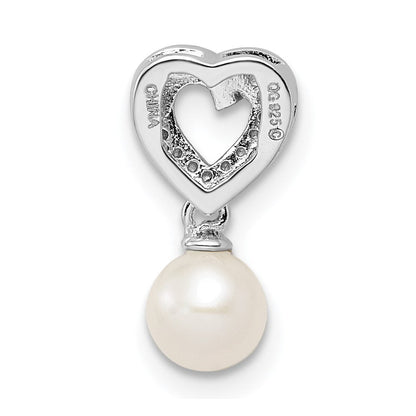 Rhodinierter Sterlingsilber-Anhänger mit Kette, Zuchtperlen und Diamanten