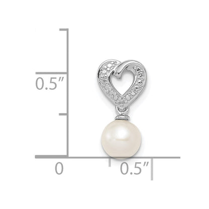 Rhodinierter Sterlingsilber-Anhänger mit Kette, Zuchtperlen und Diamanten
