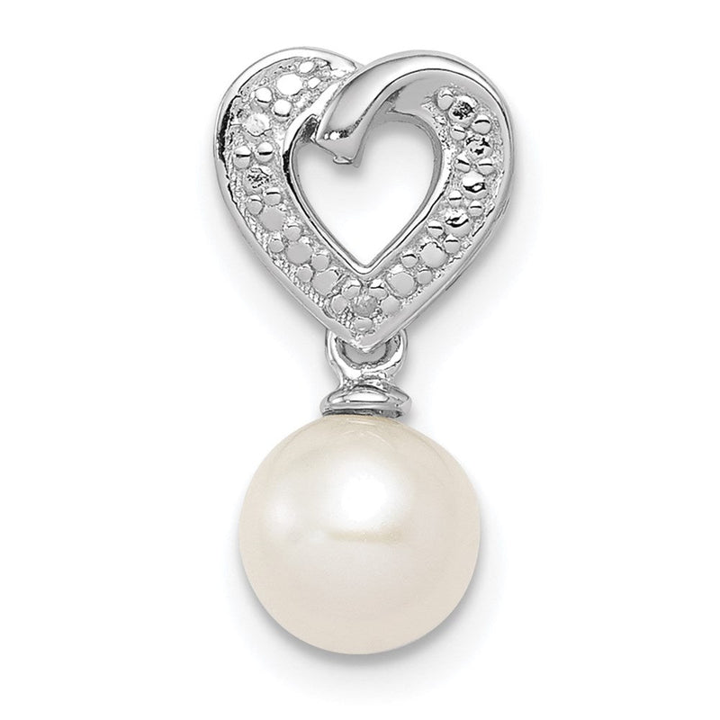 Rhodinierter Sterlingsilber-Anhänger mit Kette, Zuchtperlen und Diamanten