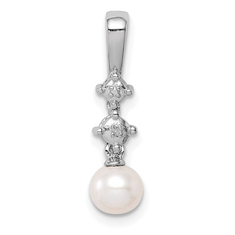 Rhodinierter Sterlingsilber-Anhänger mit Zuchtperle und Diamant