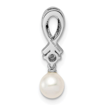 Anhänger aus rhodiniertem Sterlingsilber mit Süßwasser-Zuchtperle und Diamant