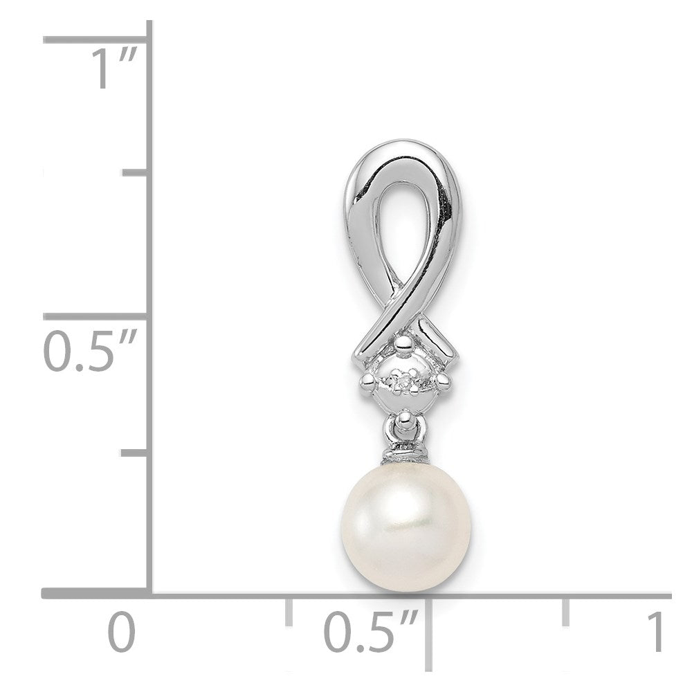 Anhänger aus rhodiniertem Sterlingsilber mit Süßwasser-Zuchtperle und Diamant