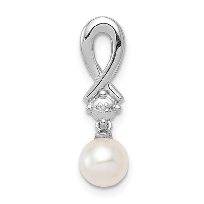 Anhänger aus rhodiniertem Sterlingsilber mit Süßwasser-Zuchtperle und Diamant