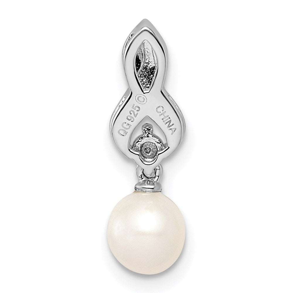 Halskette mit Anhänger aus Zuchtperle und Diamant in rhodiniertem Sterlingsilber