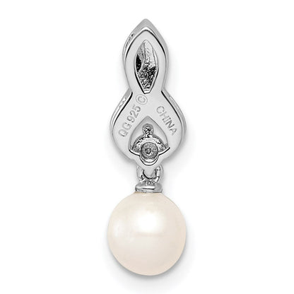 Halskette mit Anhänger aus Zuchtperle und Diamant in rhodiniertem Sterlingsilber