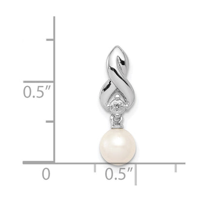 Halskette mit Anhänger aus Zuchtperle und Diamant in rhodiniertem Sterlingsilber