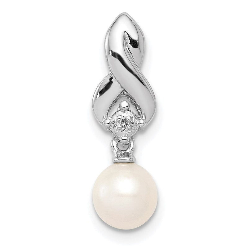 Halskette mit Anhänger aus Zuchtperle und Diamant in rhodiniertem Sterlingsilber