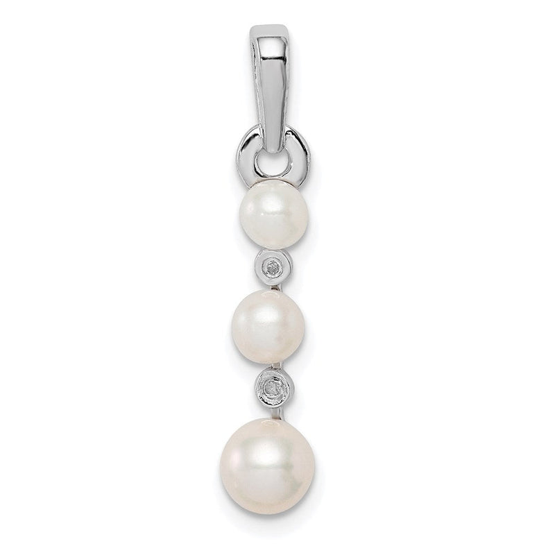 Rhodinierter Anhänger aus Sterlingsilber mit Süßwasser-Zuchtperle und Diamant
