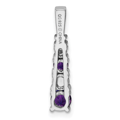 Anhänger mit Amethyst und Diamant in rhodiniertem Sterlingsilber