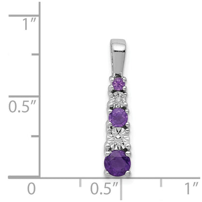 Anhänger mit Amethyst und Diamant in rhodiniertem Sterlingsilber