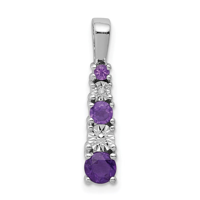 Anhänger mit Amethyst und Diamant in rhodiniertem Sterlingsilber