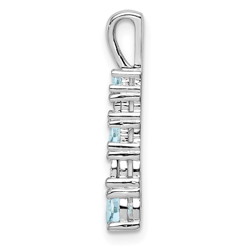 Anhänger aus rhodiniertem Sterlingsilber mit Aquamarin und Diamant