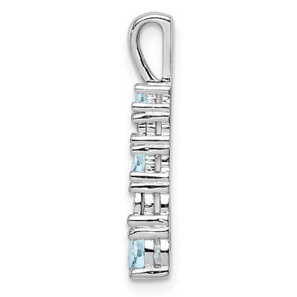 Anhänger aus rhodiniertem Sterlingsilber mit Aquamarin und Diamant