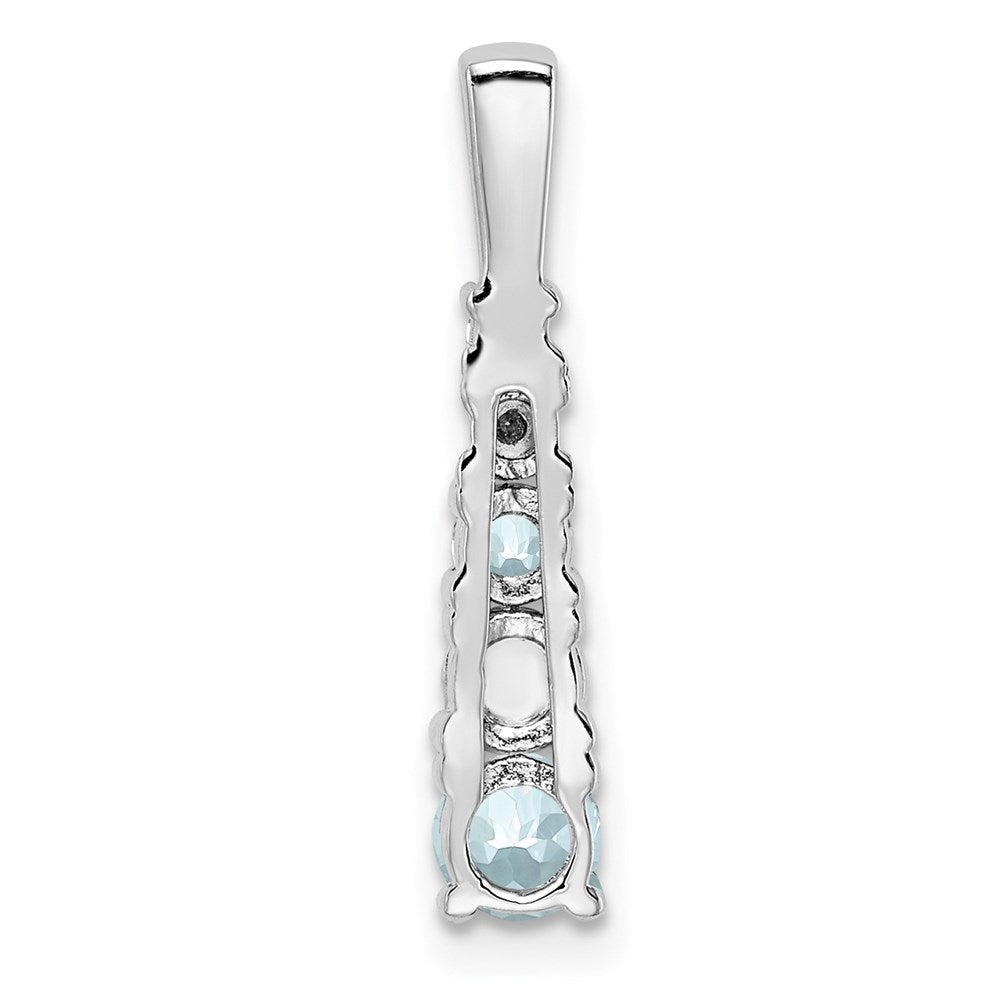 Anhänger aus rhodiniertem Sterlingsilber mit Aquamarin und Diamant