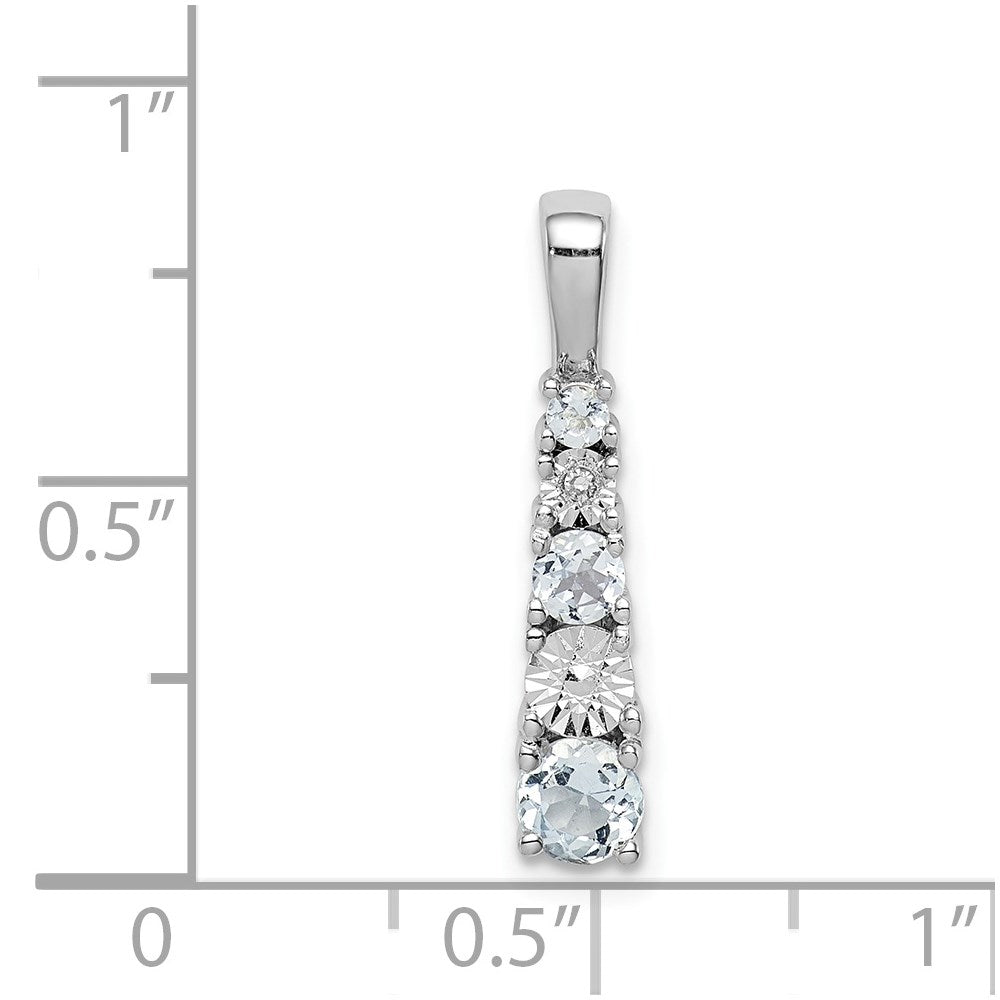 Anhänger aus rhodiniertem Sterlingsilber mit Aquamarin und Diamant