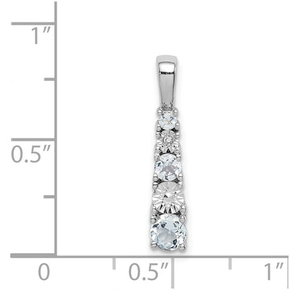 Anhänger aus rhodiniertem Sterlingsilber mit Aquamarin und Diamant