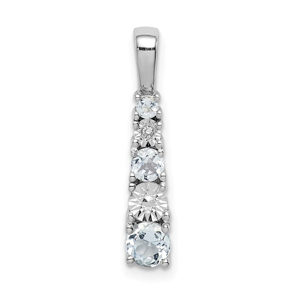 Anhänger aus rhodiniertem Sterlingsilber mit Aquamarin und Diamant