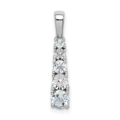 Anhänger aus rhodiniertem Sterlingsilber mit Aquamarin und Diamant
