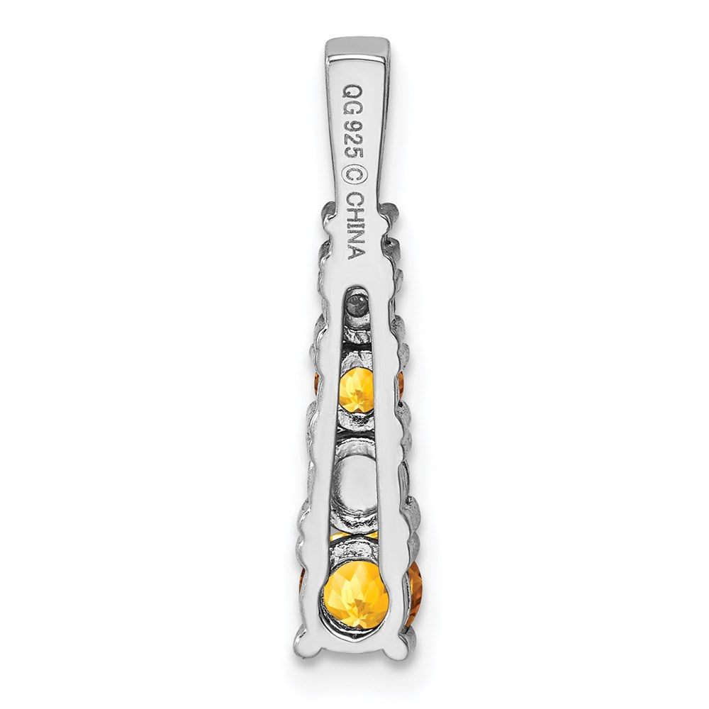 Anhänger aus rhodiniertem Sterlingsilber mit Citrin und Diamant