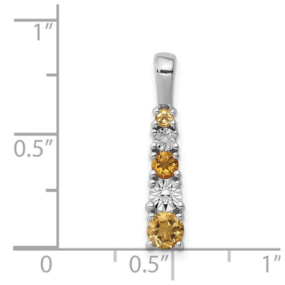 Anhänger aus rhodiniertem Sterlingsilber mit Citrin und Diamant