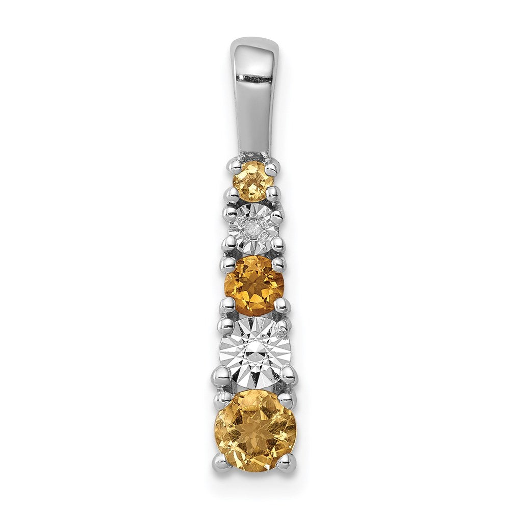 Anhänger aus rhodiniertem Sterlingsilber mit Citrin und Diamant