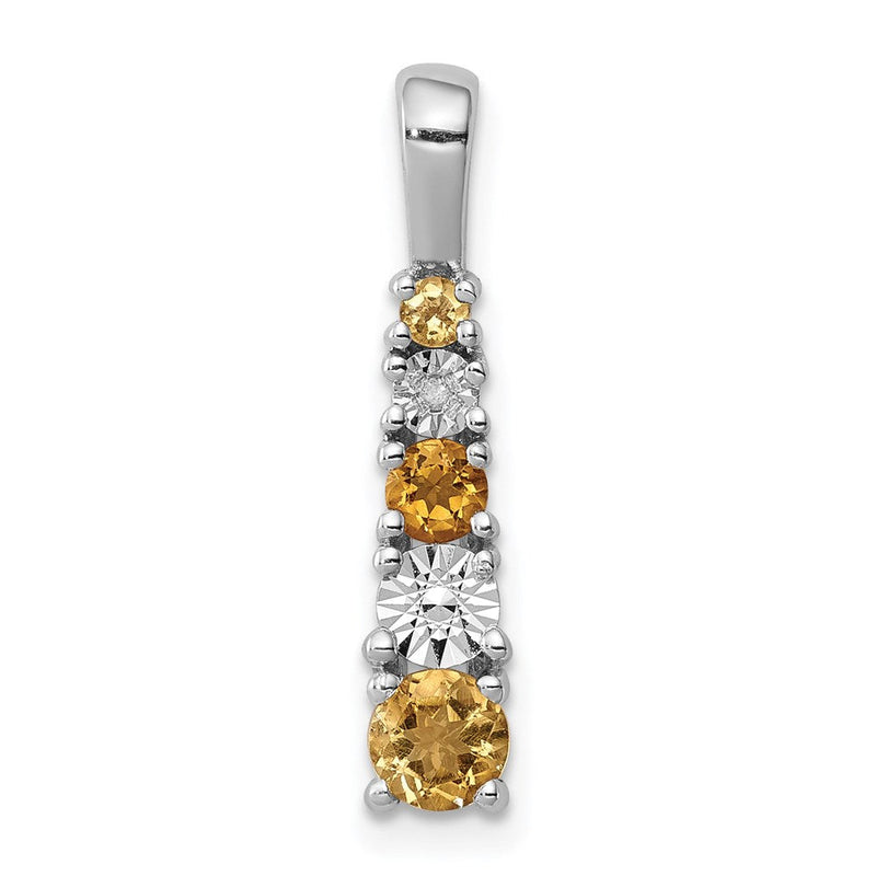 Anhänger aus rhodiniertem Sterlingsilber mit Citrin und Diamant