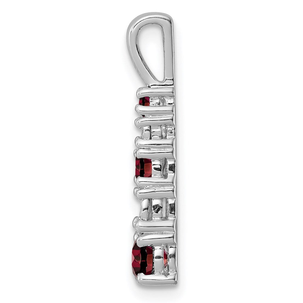 Anhänger aus rhodiniertem Sterlingsilber mit Granat und Diamant