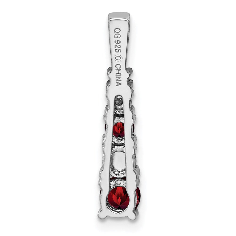 Anhänger aus rhodiniertem Sterlingsilber mit Granat und Diamant