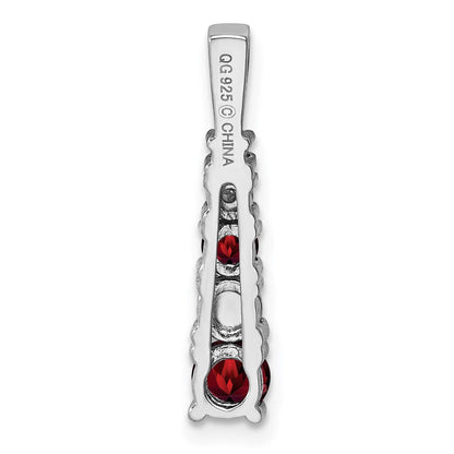 Anhänger aus rhodiniertem Sterlingsilber mit Granat und Diamant