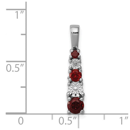 Anhänger aus rhodiniertem Sterlingsilber mit Granat und Diamant