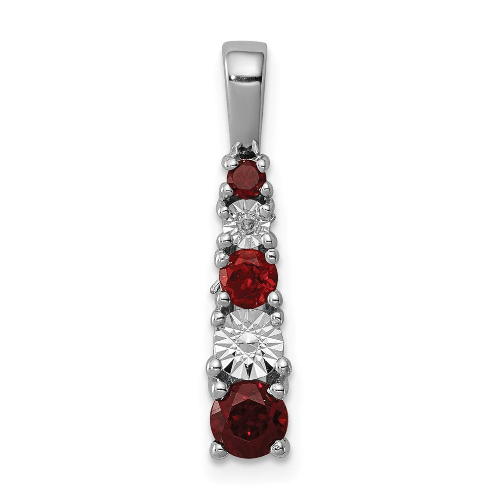 Anhänger aus rhodiniertem Sterlingsilber mit Granat und Diamant