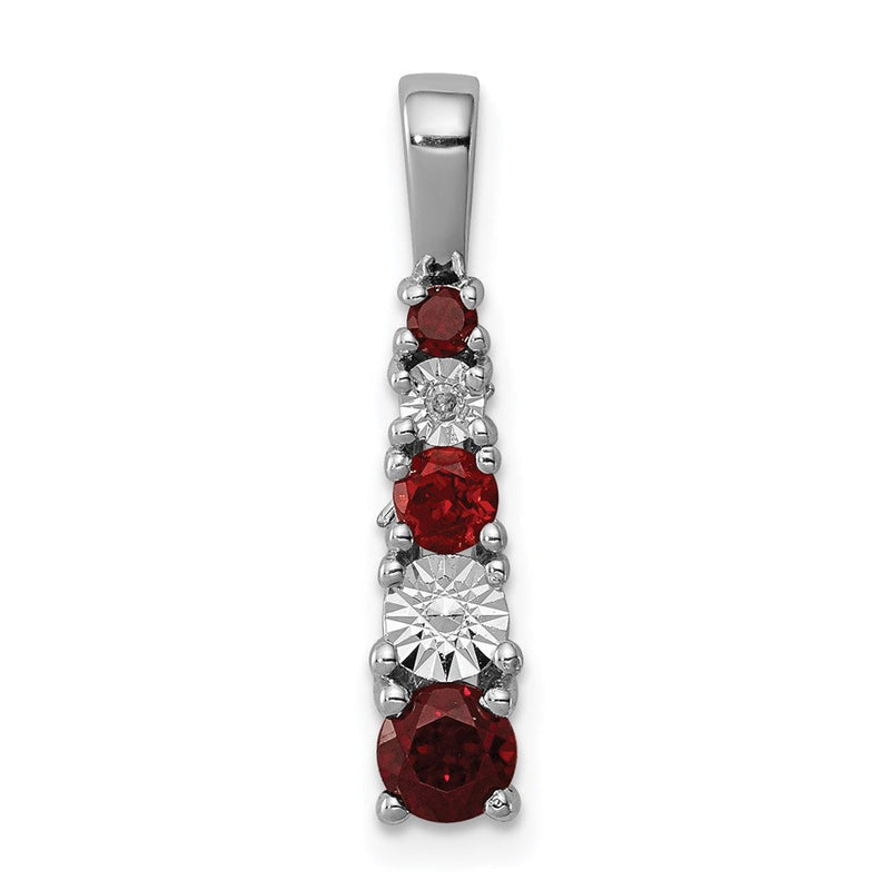 Anhänger aus rhodiniertem Sterlingsilber mit Granat und Diamant