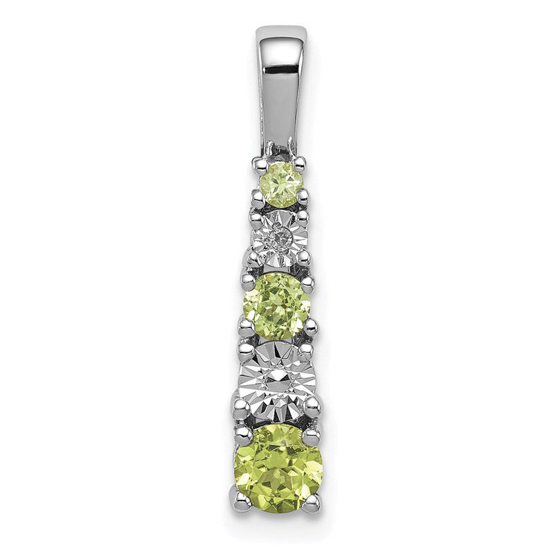 Anhänger aus rhodiniertem Sterlingsilber mit Peridot und Diamant