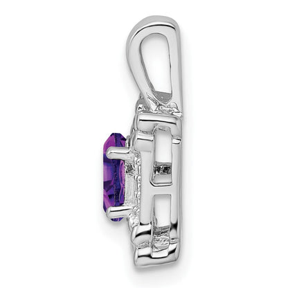 Sterlingsilber-Anhänger rhodiniert mit Amethyst und Diamant