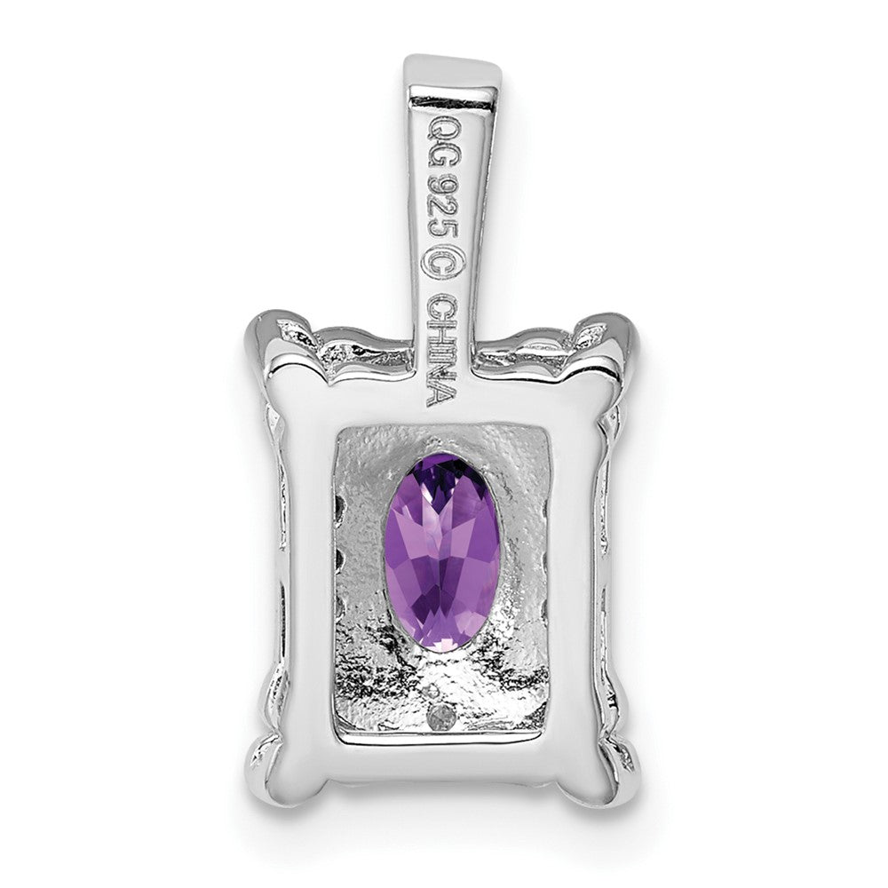 Sterlingsilber-Anhänger rhodiniert mit Amethyst und Diamant