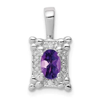 Sterlingsilber-Anhänger rhodiniert mit Amethyst und Diamant