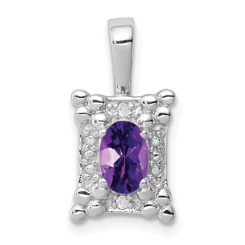 Sterlingsilber-Anhänger rhodiniert mit Amethyst und Diamant