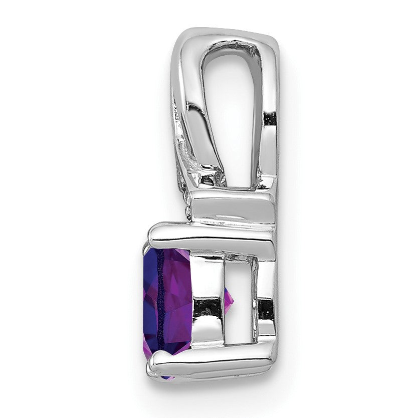 Anhänger aus rhodiniertem Sterlingsilber mit Amethyst und Diamant