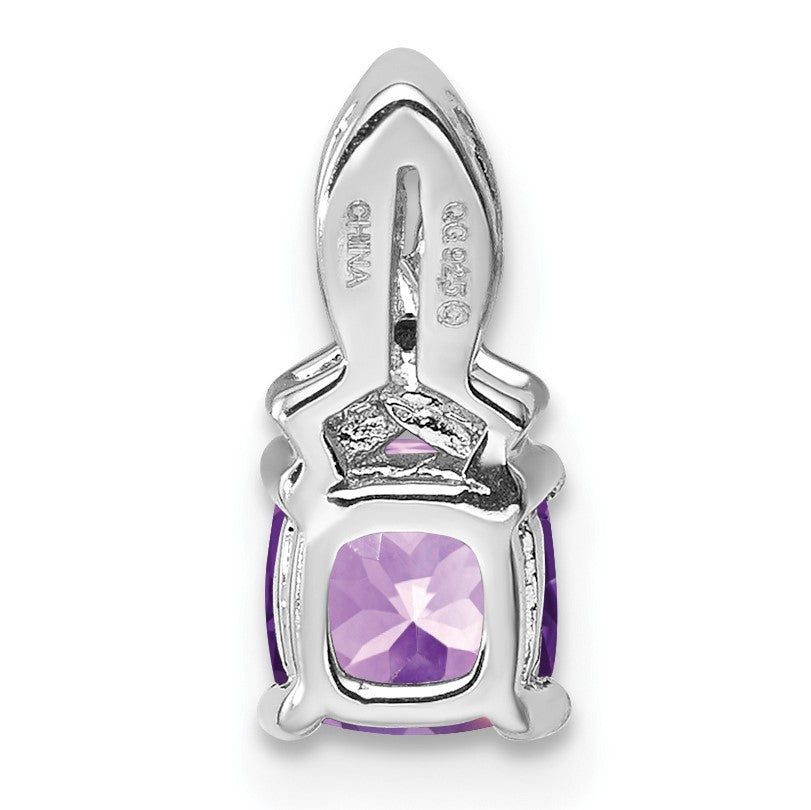 Anhänger aus rhodiniertem Sterlingsilber mit Amethyst und Diamant